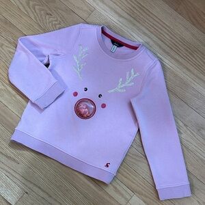 Joules Light Pink Reindeer Sweatshirt